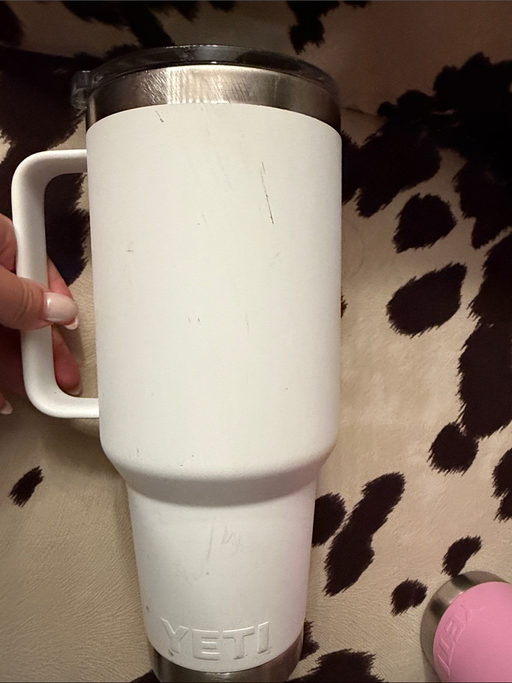 Yeti White and Pink Insulated Travel Mugs with Handles (Pair) - Picture 2 of 2